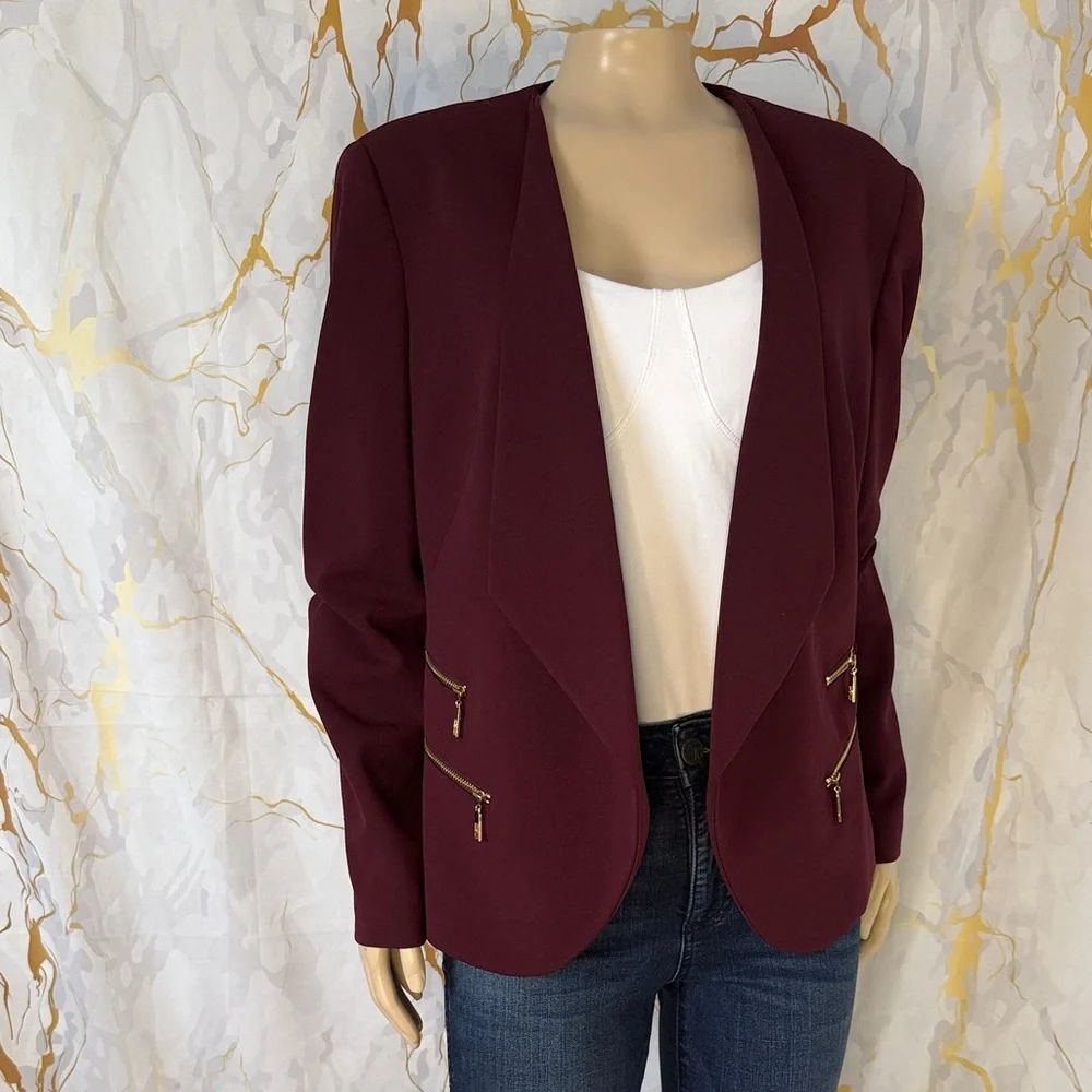 *Anne Klein Burgundy Blazer with Gold Accents